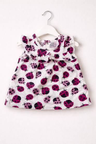 White with pink bug-Baby sleeveless top