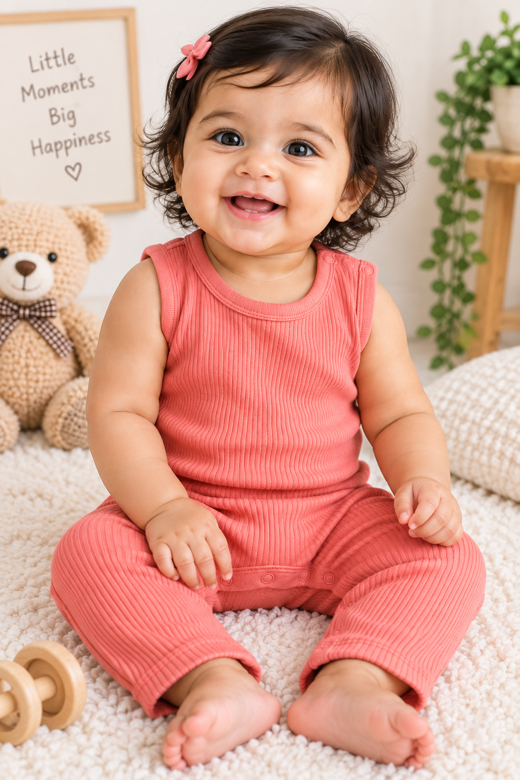 Peach baby half jumpsuit