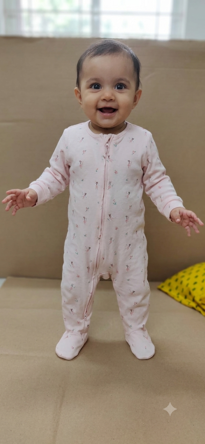 Light pink  dancing angel 😇( zipper) Baby high quality jumpsuit