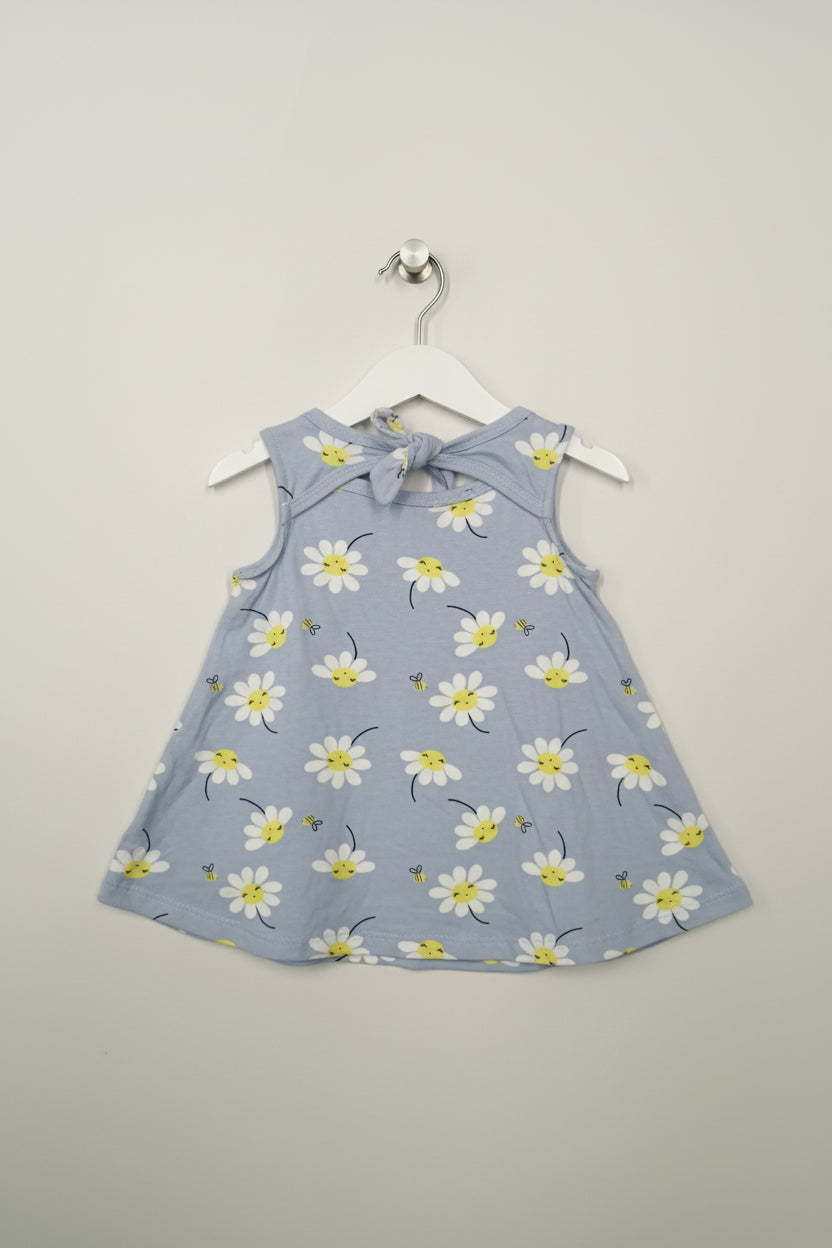Blue with sunflower -Sleeveless Frock