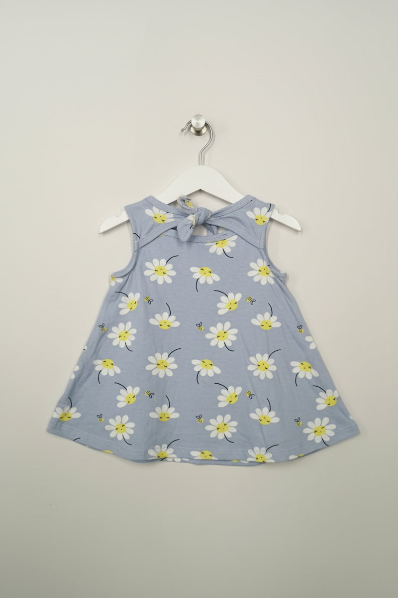 Blue with sunflower -Sleeveless Frock