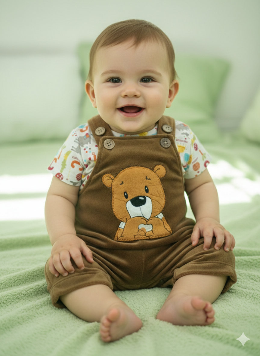 Light brown with green shade  🧸 - Baby Dungaree