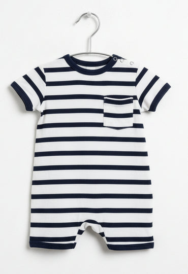 Navy & White line- baby half Jumpsuit