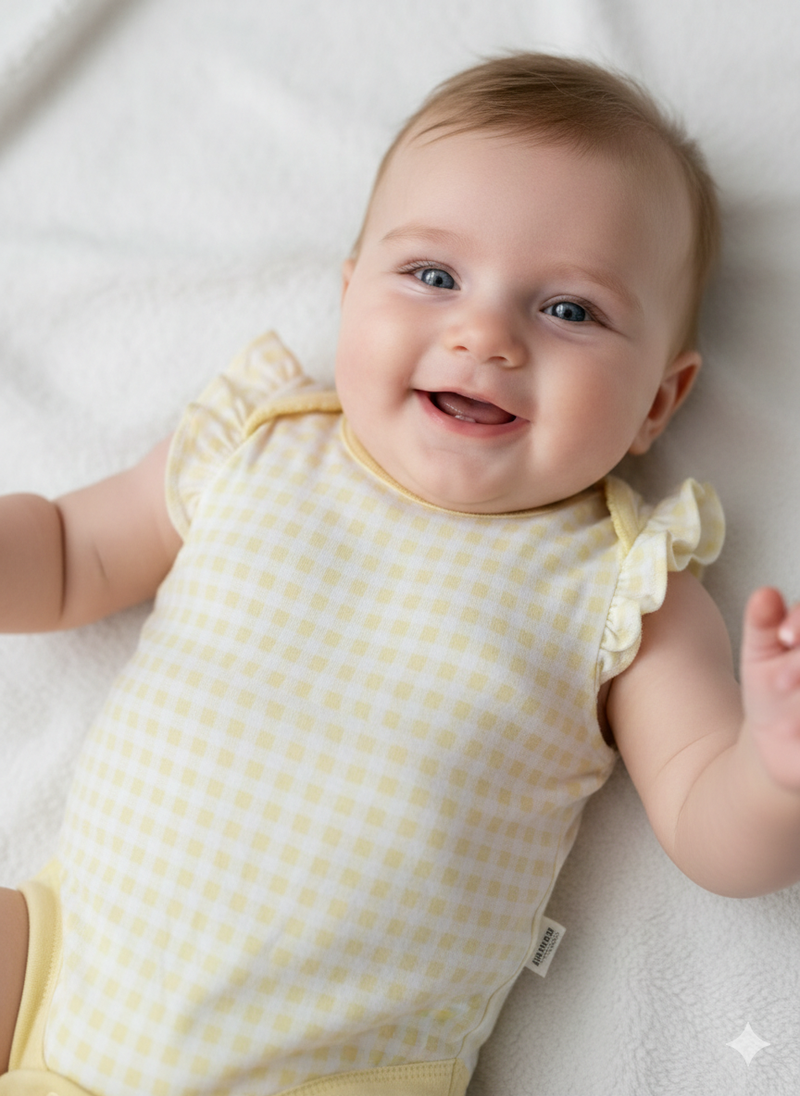 Yellow Checked - Baby Romper