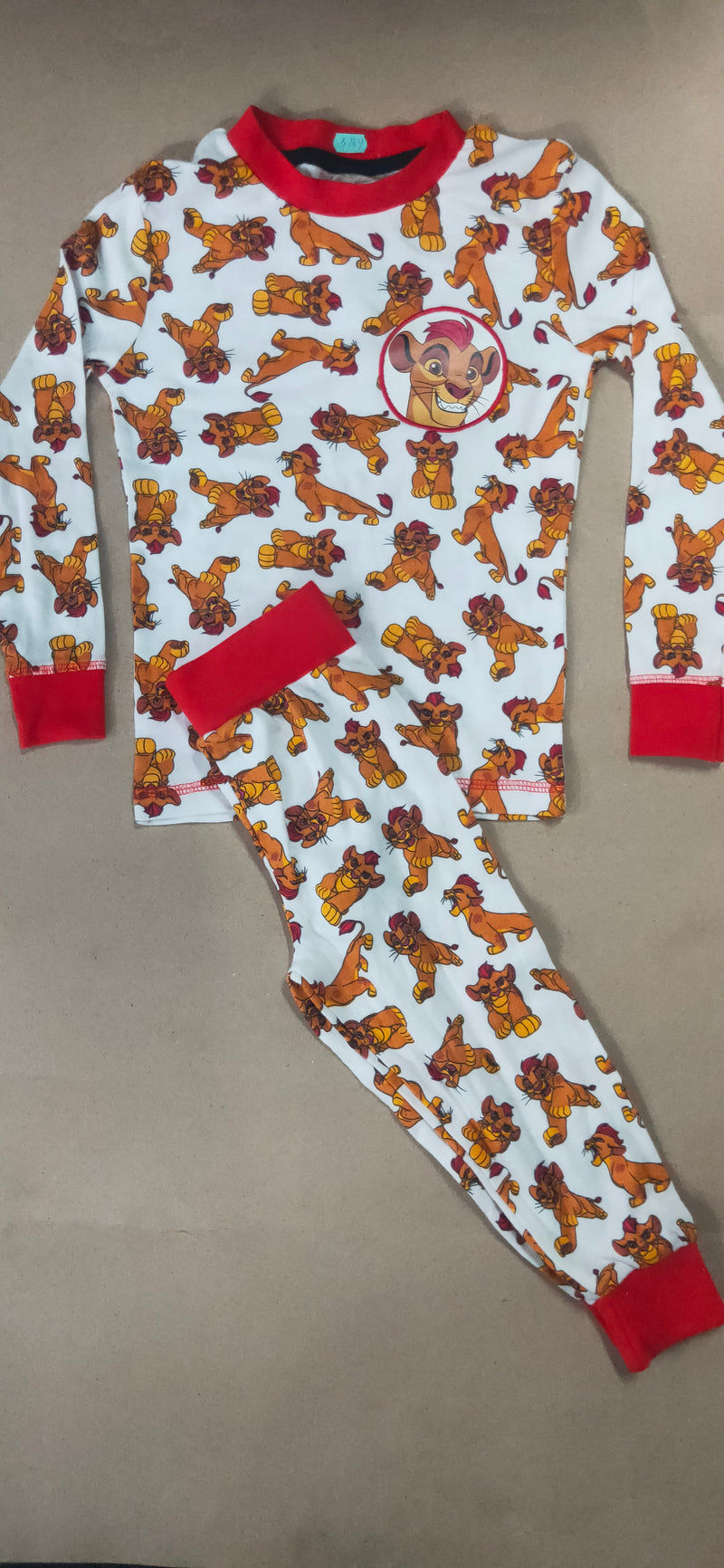 White with golden simba -Full Sleeve Pajama Set