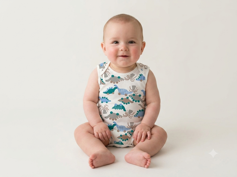 White dinosaurs 🦕 Sleeveless Baby romber