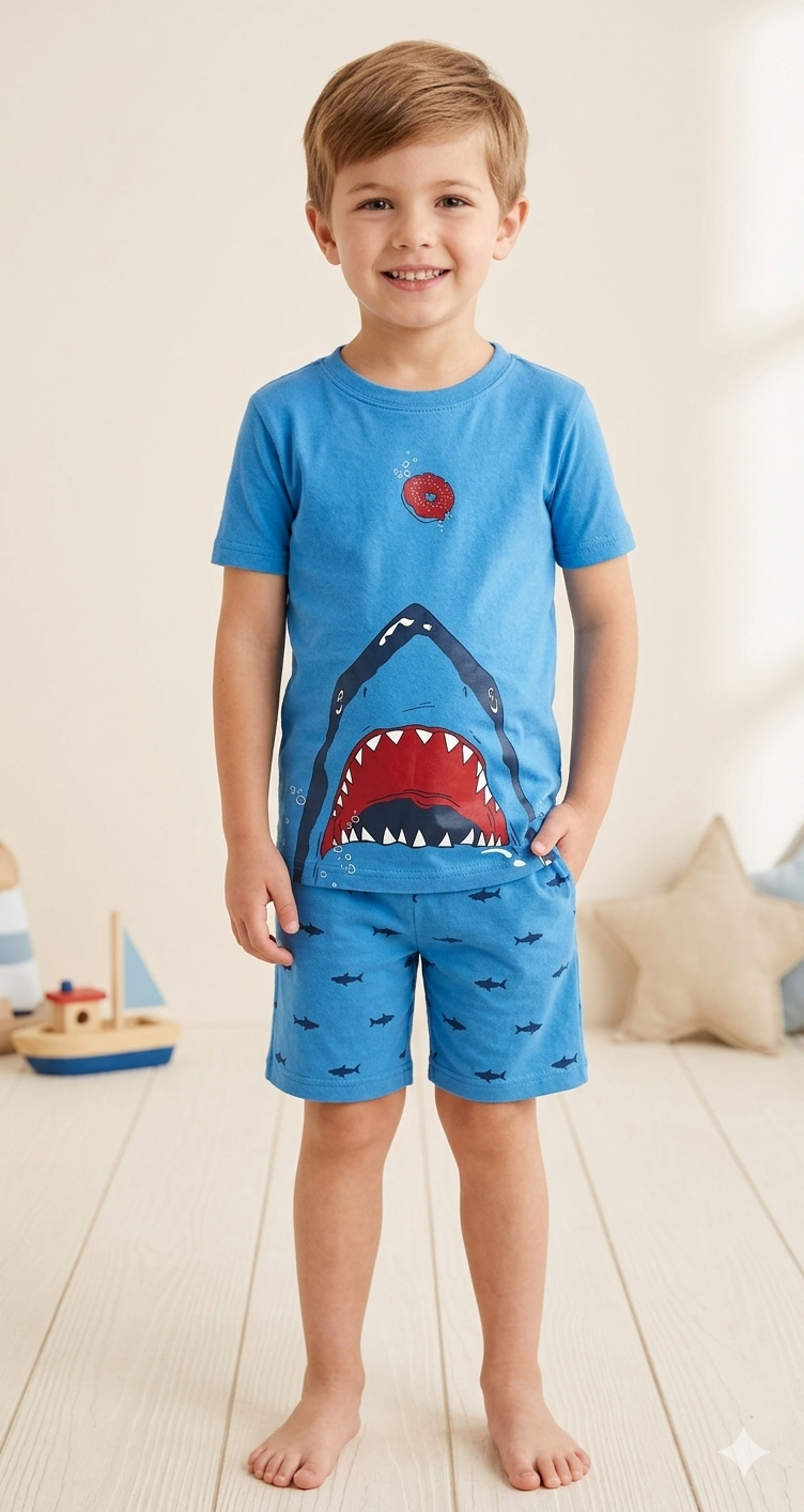 Navy fish Kids premium co ords set