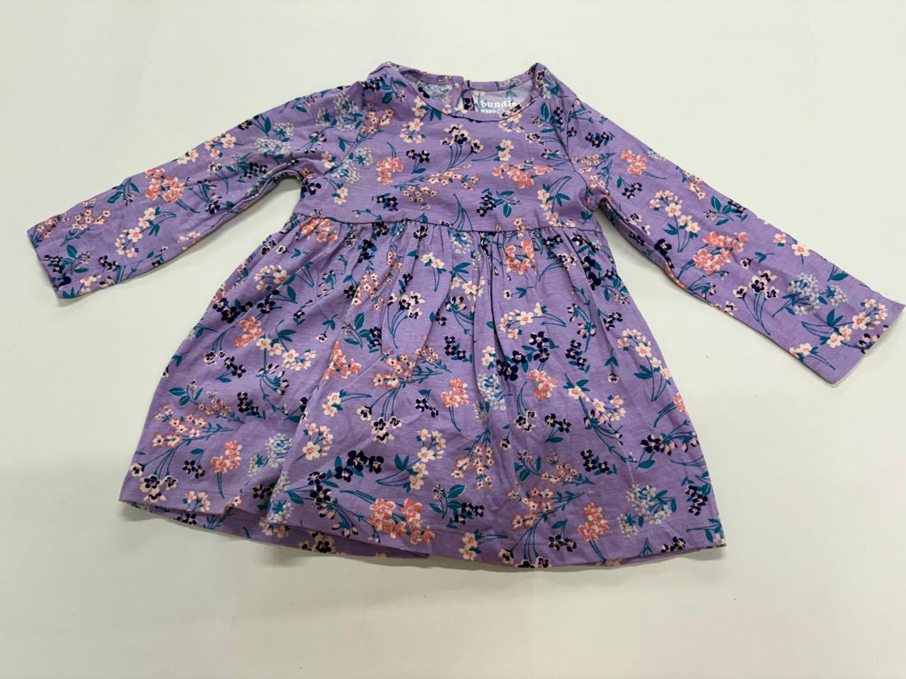 Purple with floral -Onesies full sleeve frock