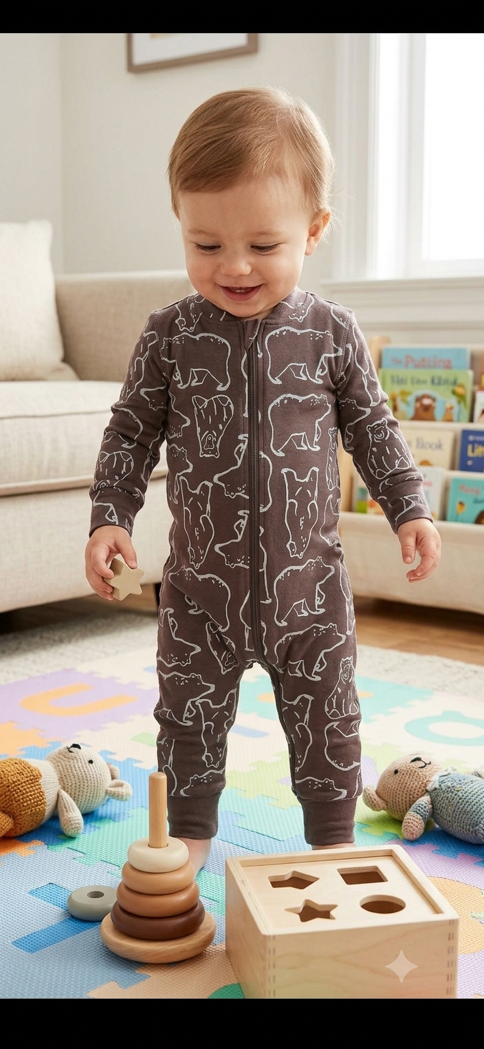 Dark grey bear 🐻-Baby Jumpsuits