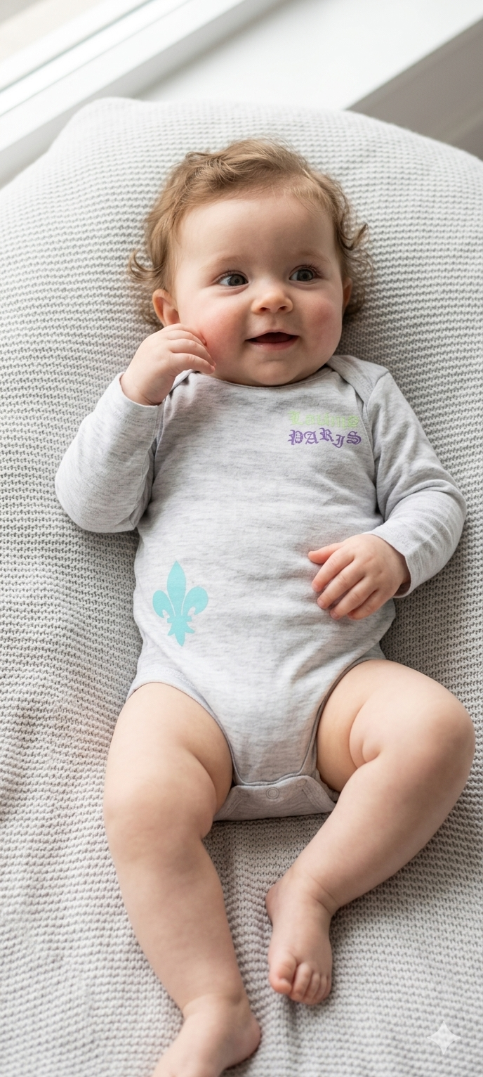 Grey paris full sleeve - Baby Romper