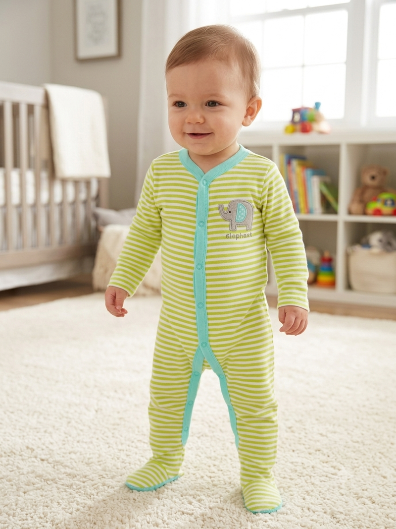 Green striped  elephant 🐘 Baby high quality jumpsuit