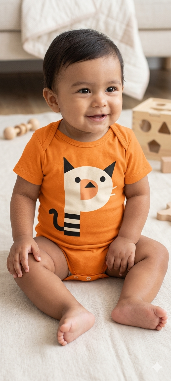Orange  cat - Baby Romper