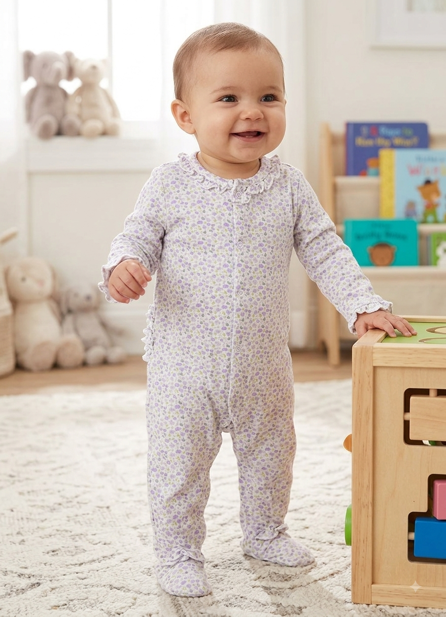 White & purple flower -With shoes baby high quality jumpsuit