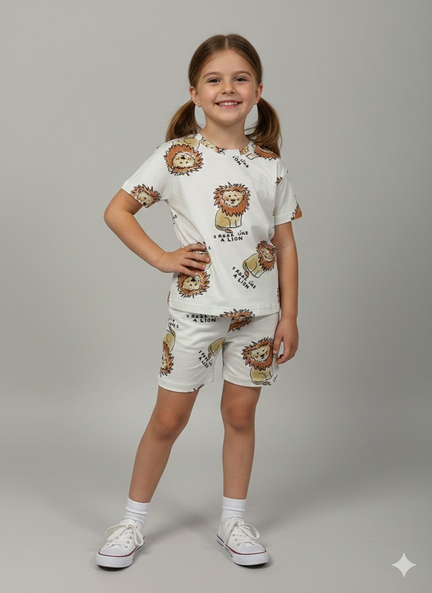 I ROAR LiKE A LiON-Half sleeve Shorts Set