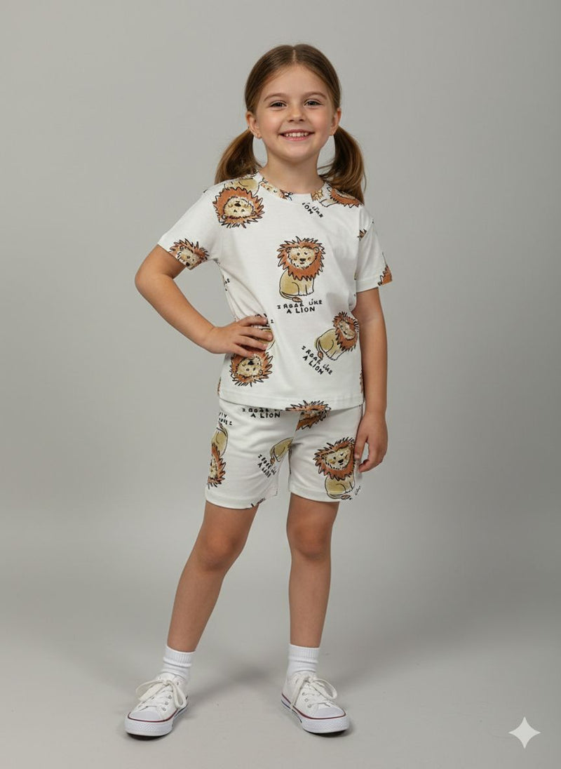 I ROAR LiKE A LiON-Half sleeve Shorts Set