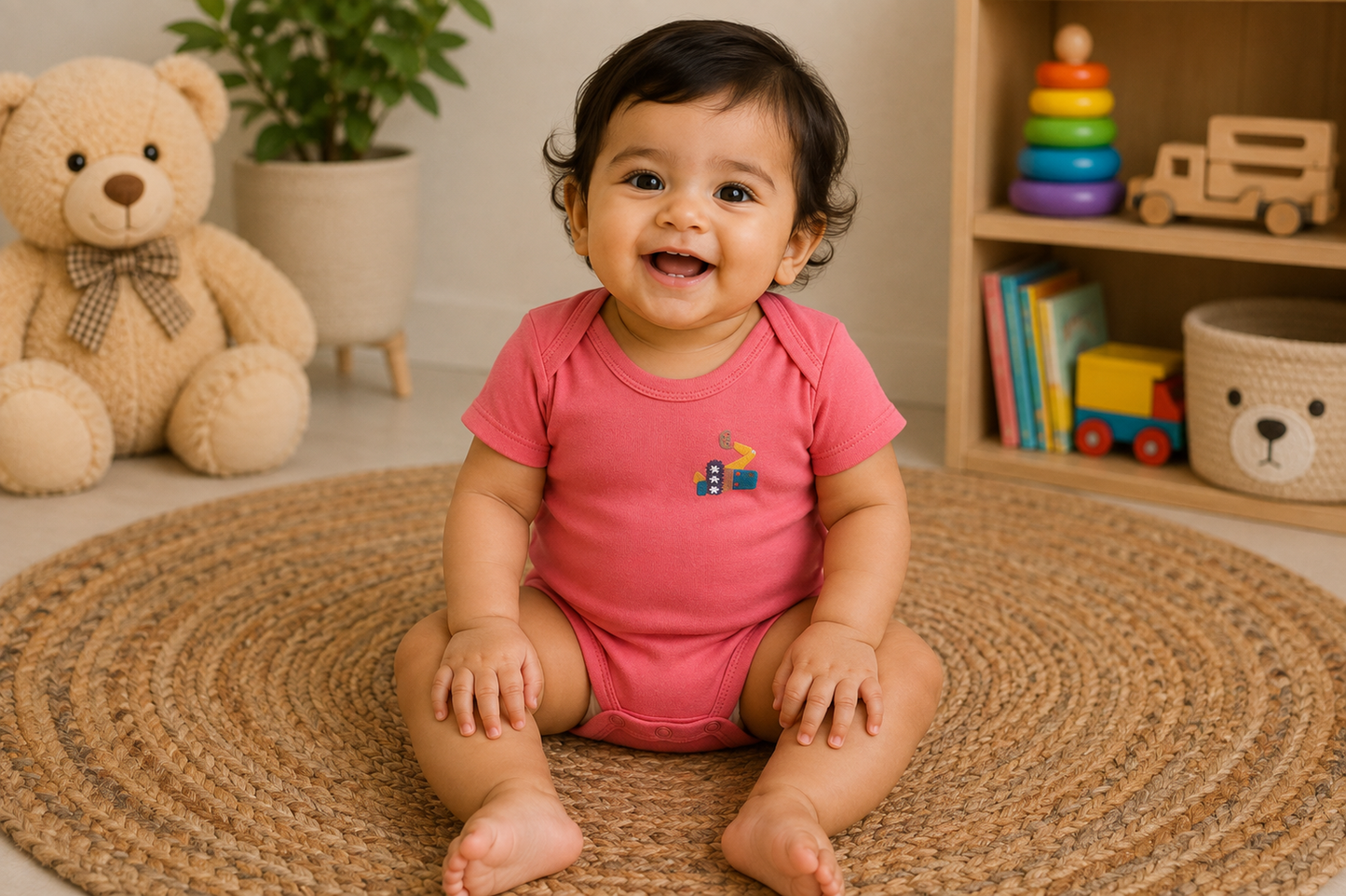 Maroon jco half sleeves Baby romper