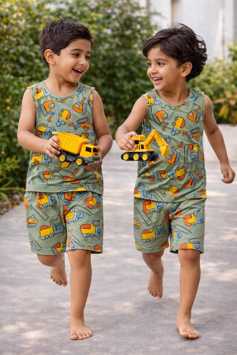 Green vehicle print - Sleeveless co-ords