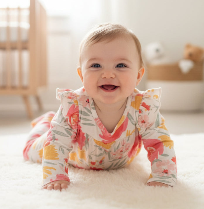 White with pink flowers - Baby Jumpsuits