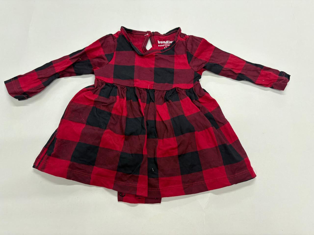 Black & Red checked -Onesies full sleeve frock