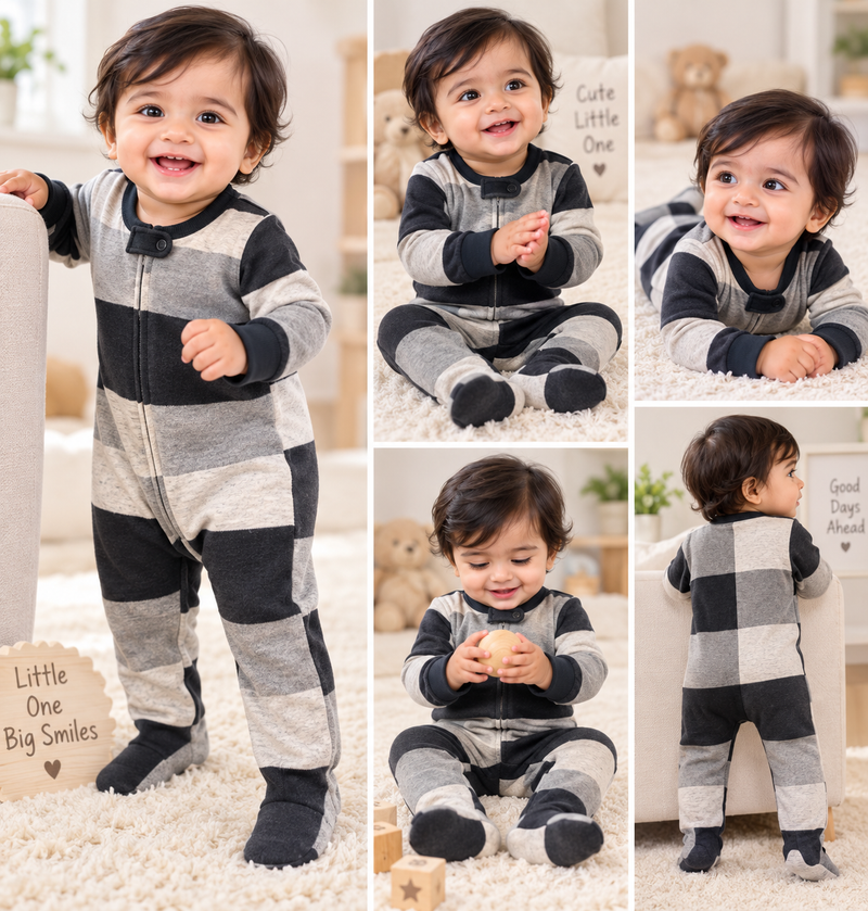 Charcoal Black, Grey & Cream Jumsuit