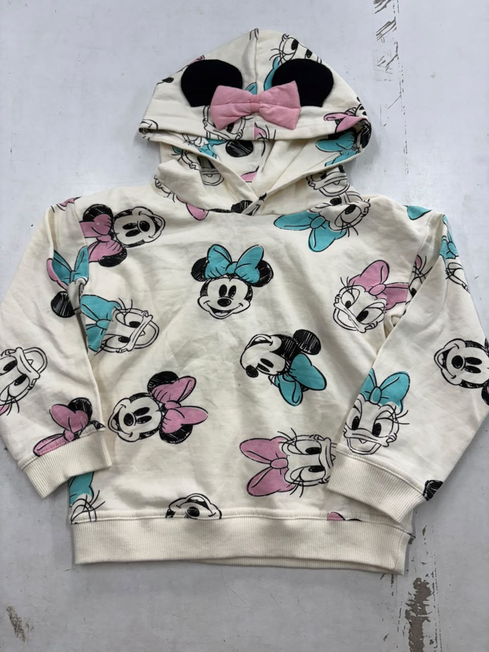 Premium loop net hoodie -Half white Mickey