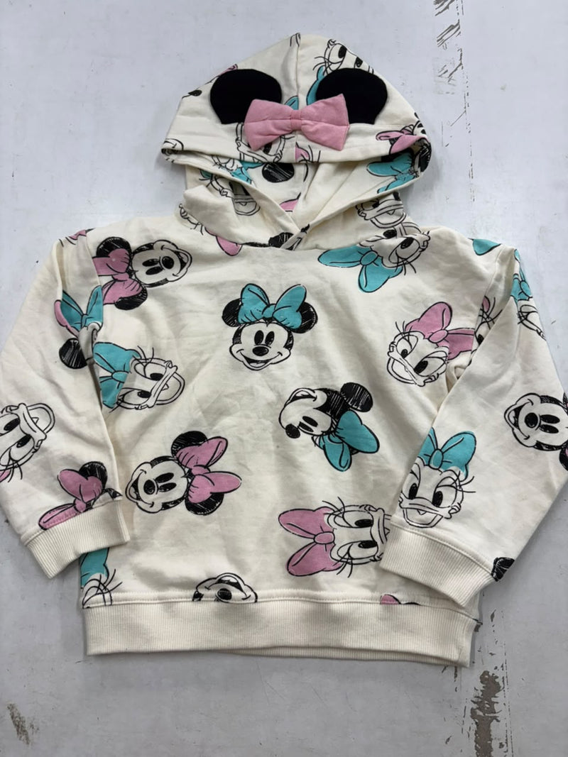Premium loop net hoodie -Half white Mickey