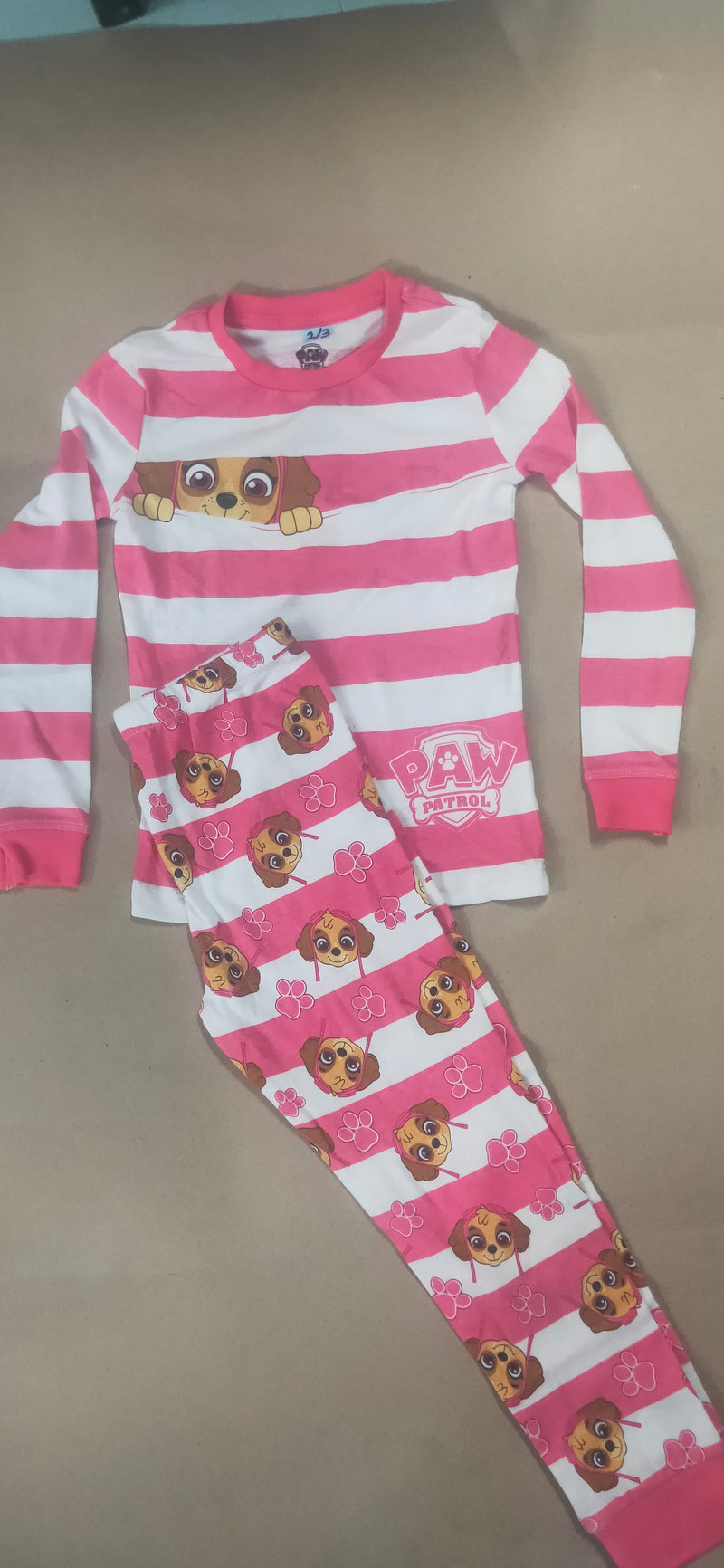 Pink with stripes and PAW PATROL 🐕-Full Sleeve Pajama Set –