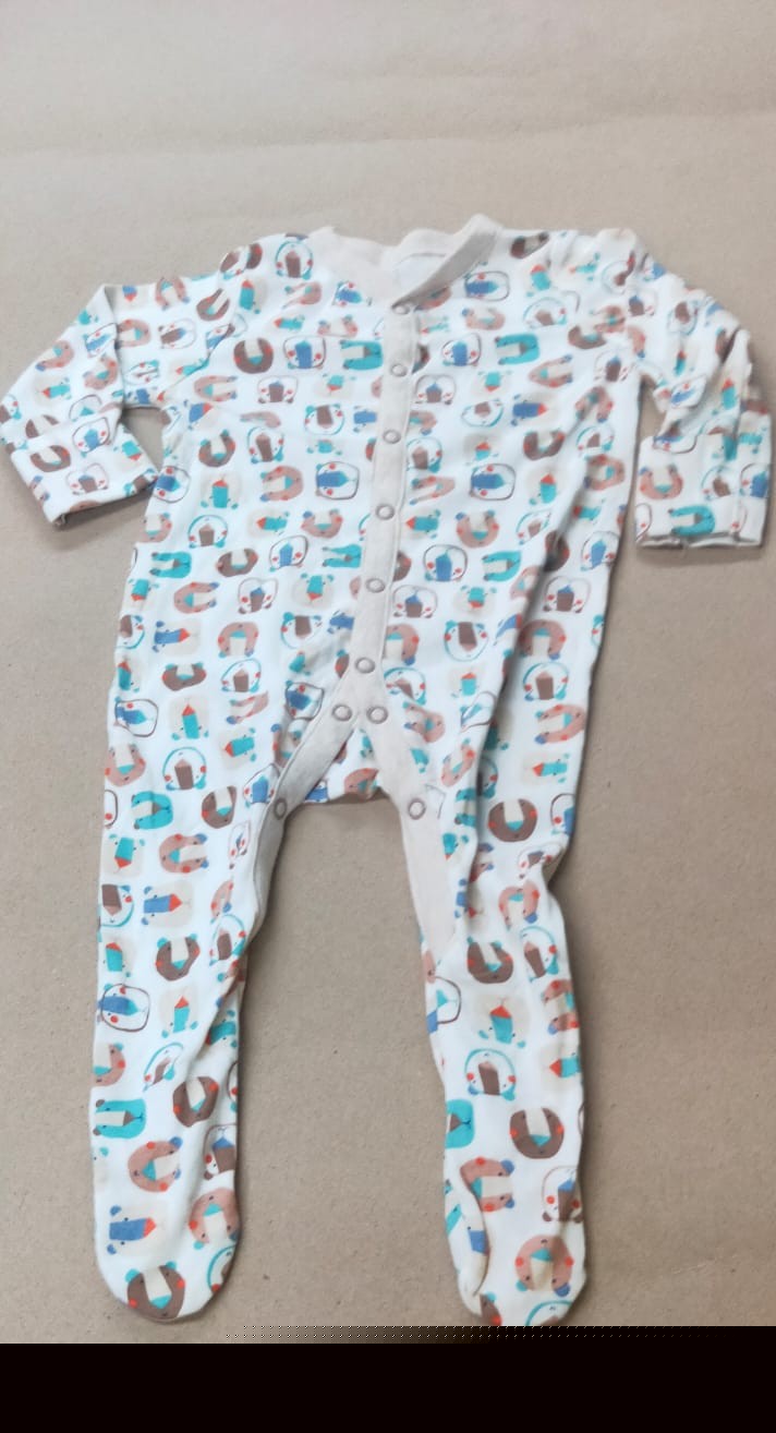 White & brown blue animals (snap button)Baby high quality jumpsuit