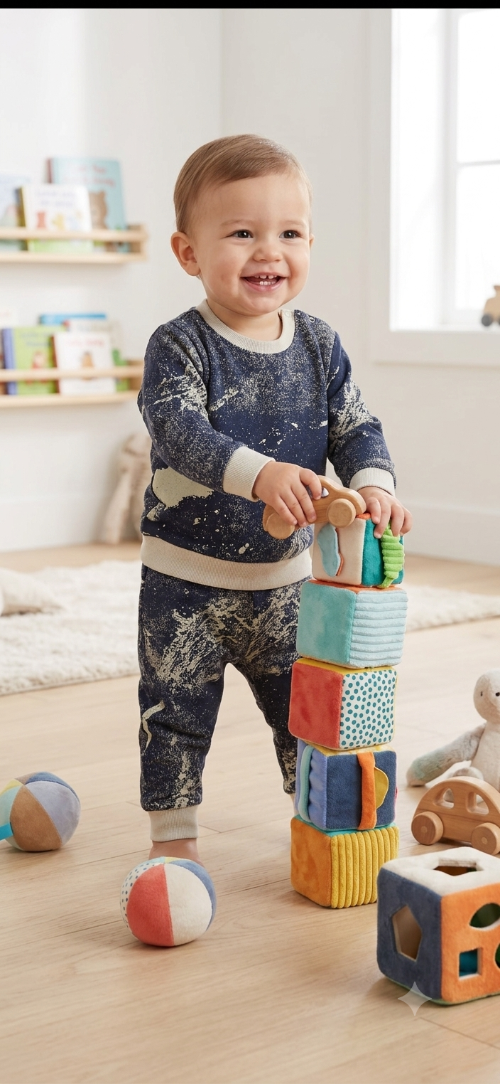 Navy-Baby LoopKnit Pajama sets