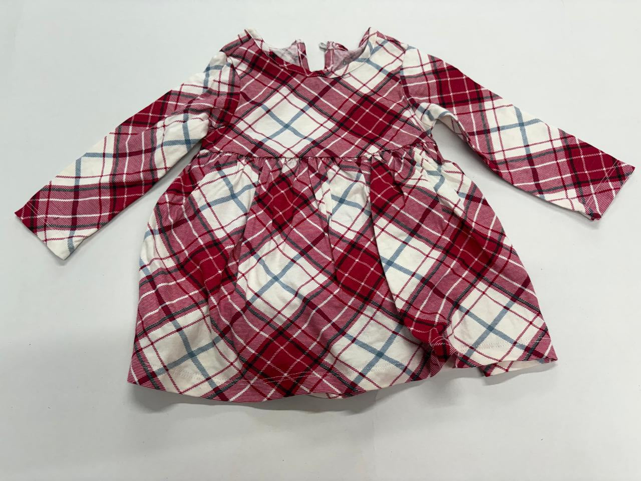 Red checked -Onesies full sleeve frock